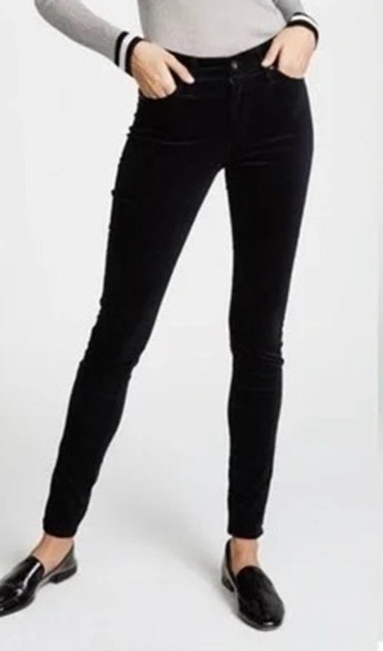 Adriano Goldschmied Velvet Legging Skinny Pants Jeans Size 25 Black Minimal Glam